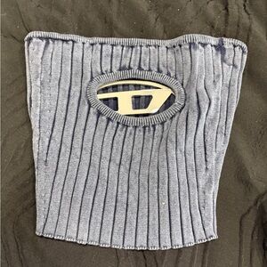 Blue Ribbed Knit Diesel Crop Top